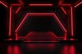 Big stage with red neon light luminance background