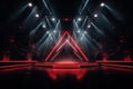 Big stage with red neon light luminance background