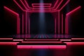 Big stage with red neon light luminance background