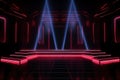 Big stage with red neon light luminance background