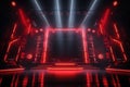 Big stage with red neon light luminance background