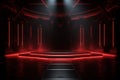 Big stage with red neon light luminance background