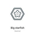 Big starfish outline vector icon. Thin line black big starfish icon, flat vector simple element illustration from editable Royalty Free Stock Photo