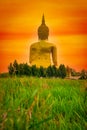 Big Statue buddha image at sunset in southen of Thailand Royalty Free Stock Photo