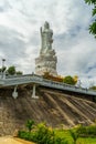 big statue of guanyin bodhisattva on mount in Ho Quoc pagoda (Vietnamese name is Truc Lam Thien Vien) with , Phu Quoc island,