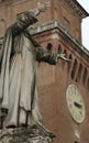 Big statue of Savonarola Girolamo in Ferrara in Italy and the to