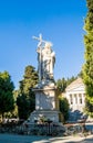 A big statue of Virgin Mary made of marble in the cemetery Staglieno in the city of Genoa, Italy Royalty Free Stock Photo