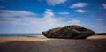 The big stone on the beach in Deba, Spain Royalty Free Stock Photo