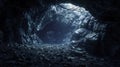 Big stone cave with rocks created with Generative AI. Natural landscape.