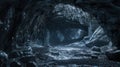 Big stone cave with rocks created with Generative AI. Natural landscape.