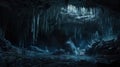 Big stone cave with rocks created with Generative AI. Natural landscape.