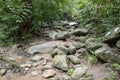 Big stone in chan ta then waterfall