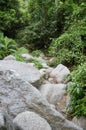 Big stone in chan ta then waterfall