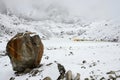 Big stone - final path sign on South Everest Base Camp trek,Nepal