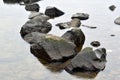 Big stone on quiet river