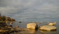 Big stones on the seashore by the Baltic Sea Royalty Free Stock Photo