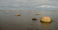 Big stones on the seashore by the Baltic Sea Royalty Free Stock Photo