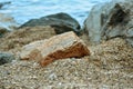 Big stones on the seashore. Closeup photo Royalty Free Stock Photo