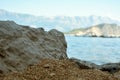 Big stones on the seashore. Closeup photo Royalty Free Stock Photo
