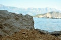 Big stones on the seashore. Closeup photo Royalty Free Stock Photo