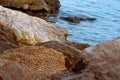 Big stones on the seashore. Closeup photo Royalty Free Stock Photo