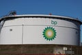 Big storage tank at the refinery of BP in Rotterdam, the Netherlands