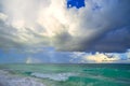 Big storm clouds in sky above blue sea Royalty Free Stock Photo