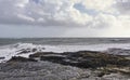 A big storm coming from the west makes landfall at Slade in County Wexford, with large waves and a swell.