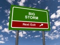 big storm next exit traffic sign on blue sky Royalty Free Stock Photo