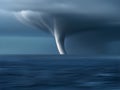 Big storms cause tornadoes in the ocean Royalty Free Stock Photo