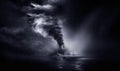Big storms cause tornadoes in the ocean. Royalty Free Stock Photo