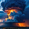 a big stormy cloud with a lot of A fire hurricane ravages the cloudscape in the A visual representation of climate change induced