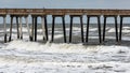 Big stormy waves crash on the pier Royalty Free Stock Photo
