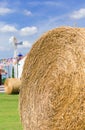 Big straw roll in farm Royalty Free Stock Photo