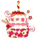 Big strawberry birthday cake Royalty Free Stock Photo