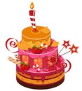 Big strawberry birthday cake Royalty Free Stock Photo