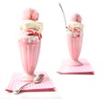 Big strawberry sundaes on white