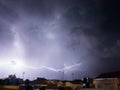 Big strike in the night sky with storm Royalty Free Stock Photo