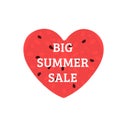 Big Summer Sale. Watermelon heart shape. Vector illustration isolated on white