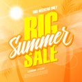 Big Summer Sale. This weekend special offer banner with hand lettering and palm trees for business, promotion and advertising. Royalty Free Stock Photo