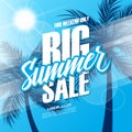 Big Summer Sale. This weekend special offer banner with hand lettering and palm trees for business, promotion and advertising. Royalty Free Stock Photo