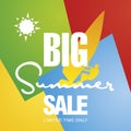 Big summer sale windsurf board sun card color background vector Royalty Free Stock Photo