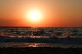 Big sun at sea sunrise Royalty Free Stock Photo