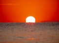 big sun over sea sunrise Royalty Free Stock Photo