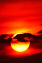 Big sun sunset sky orange sky red sunright outdoor summer nature landscape backgound Royalty Free Stock Photo