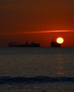 Big sunset momen2 of the sun Batam island Riau Indonesia Royalty Free Stock Photo