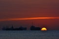 Big sunset momen5 of the sun Batam island Riau Indonesia Royalty Free Stock Photo