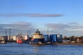 Big supply boats in Aberdeen harbor on 27 January 2016.