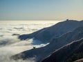 Big Sur California coast, bridge, beach, rocks, clouds, and surfing waves, black and white art photography Royalty Free Stock Photo