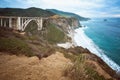 Big Sur, California. Historic Bixby Bridge, rocky coastline, and Pacific Ocean Royalty Free Stock Photo